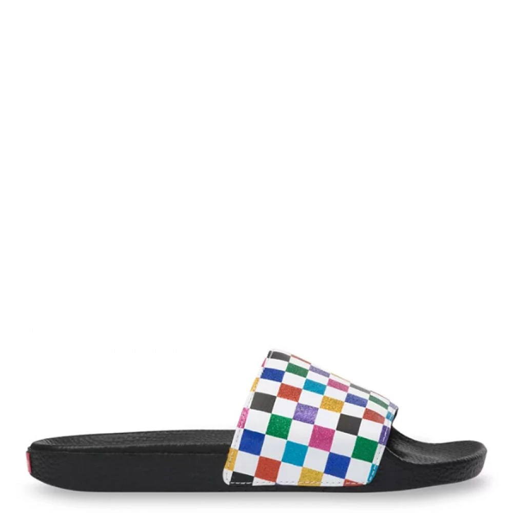 Vans Women's Glitter Slide-On In Checkerboard-Multi