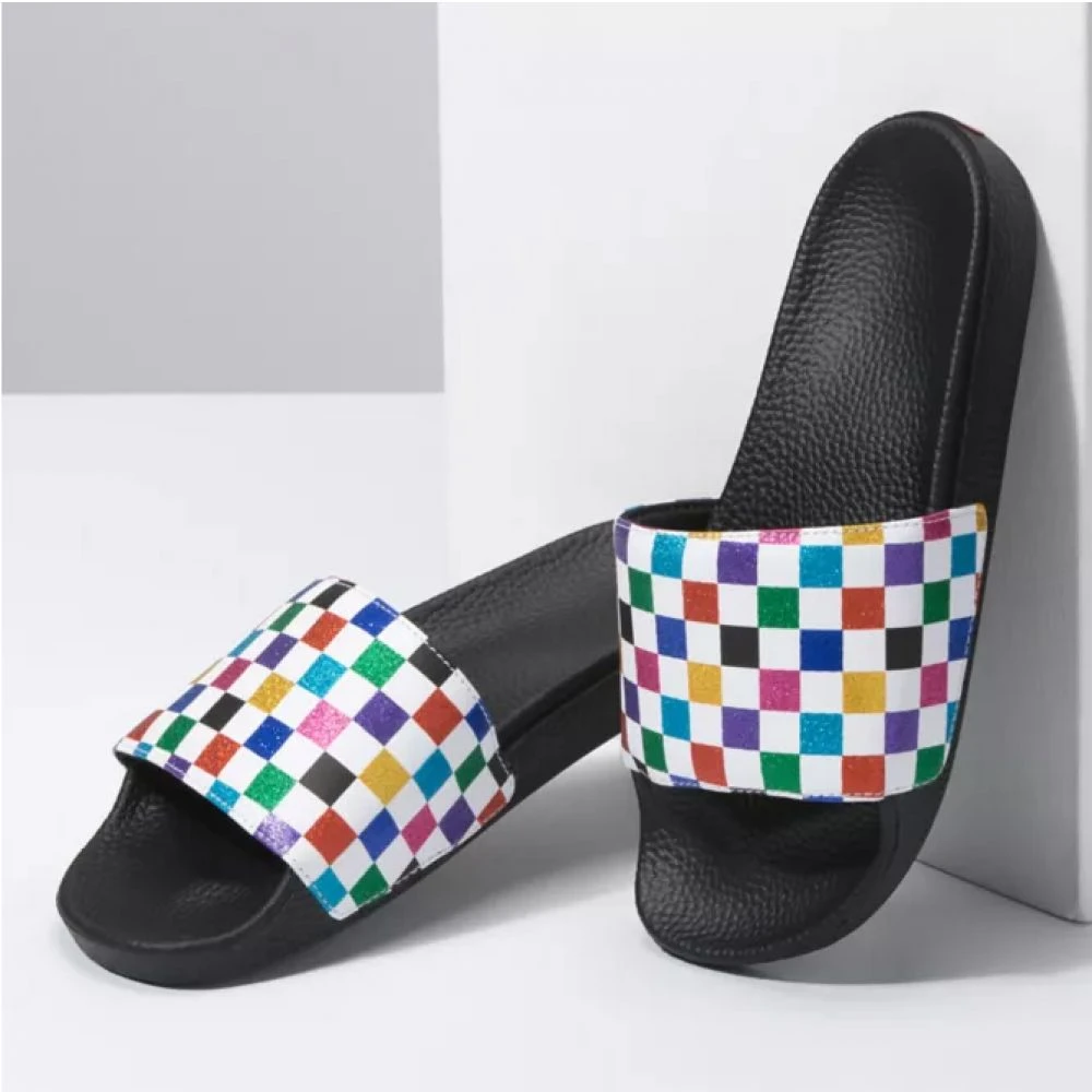 Vans Women's Glitter Slide-On In Checkerboard-Multi - Image 2