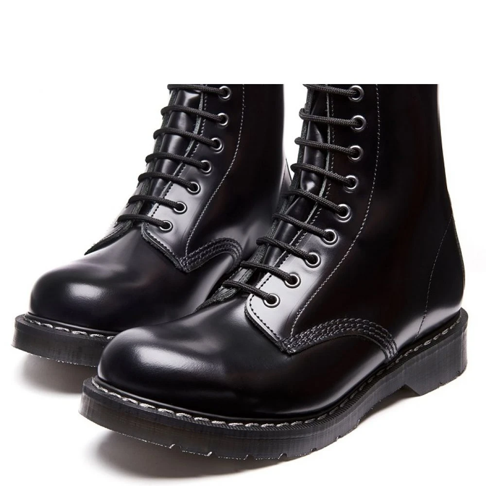 Solovair 8 Eye Derby Boot In Black Hi-Shine - Image 3